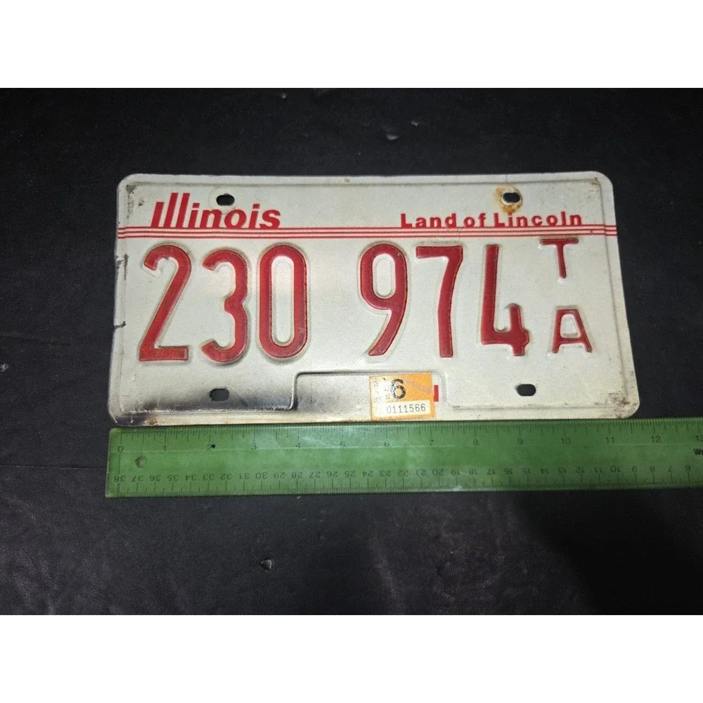 Illinois Vintage 1986 License Plate Land of Lincoln Red White 230 974 TA